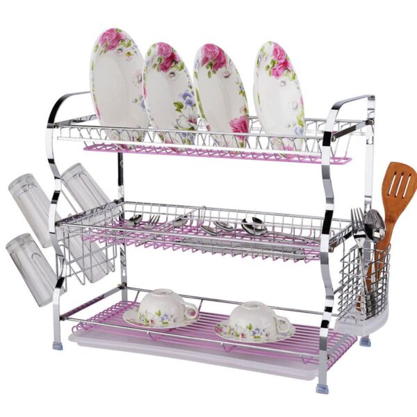 3 layer dish drainer rack stainless steel