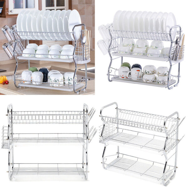 3 layer dish drainer rack stainless steel