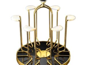 360 degree rotating golden metal stainless steel glass stand