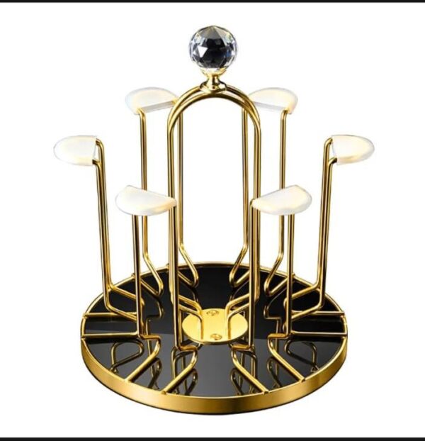 360 degree rotating golden metal stainless steel glass stand