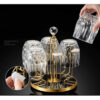 360 degree rotating golden metal stainless steel glass stand
