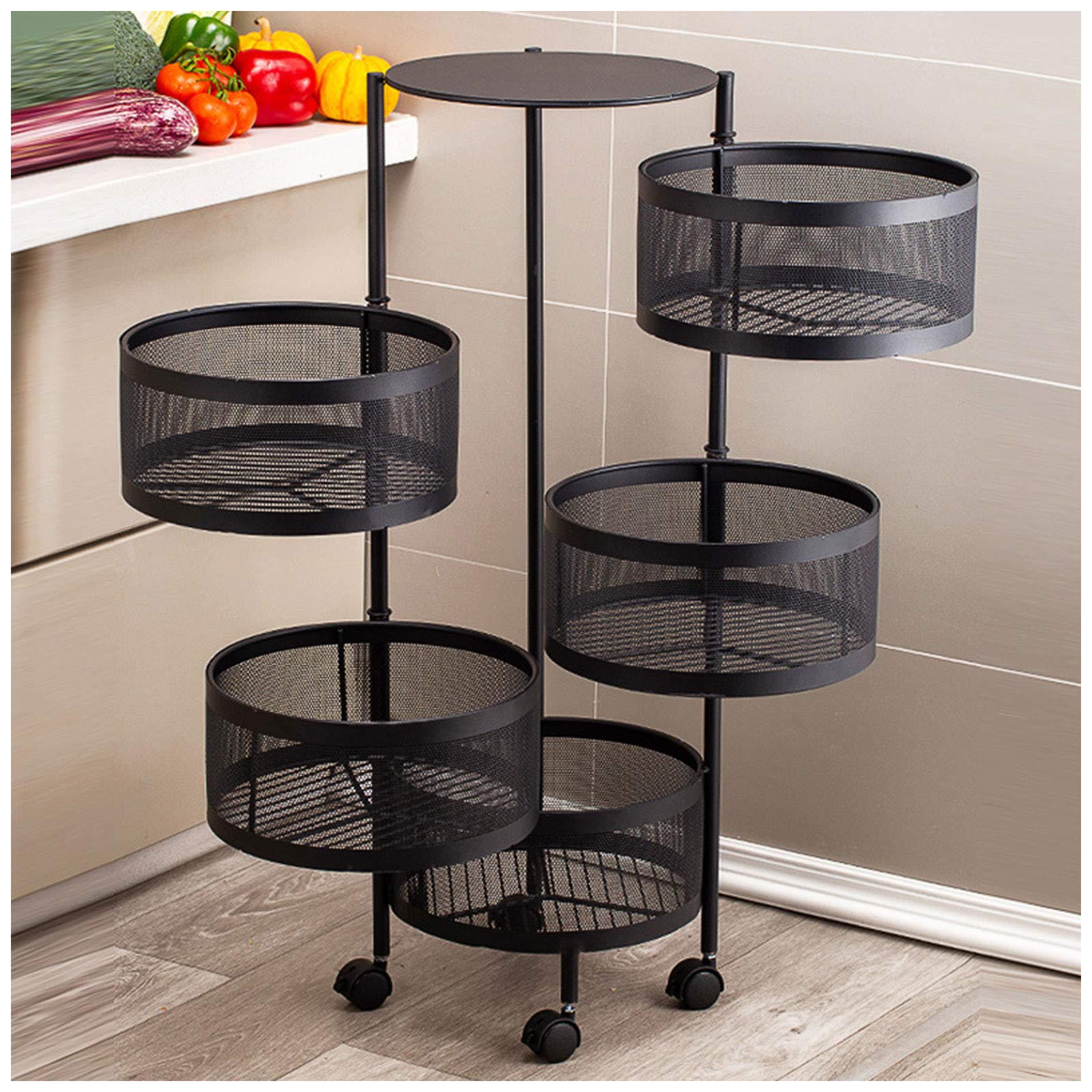 5 layer rotating fruit and vegetable basket